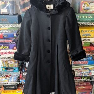 Girls size 7 Long Jacket Coat Fur Trimmed Flares